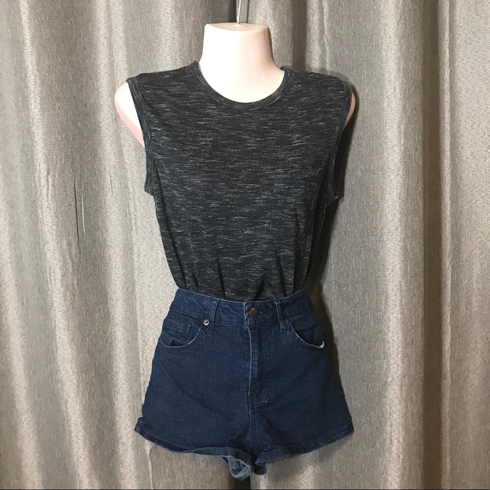Net Ladies Disrtressed Sleeveless Navy Blue Top